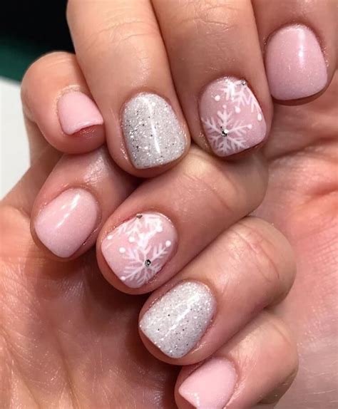 Festive French pink christmas nail designs